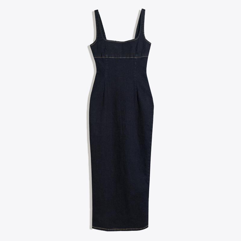 Bershka fitted denim dress, dark wash
