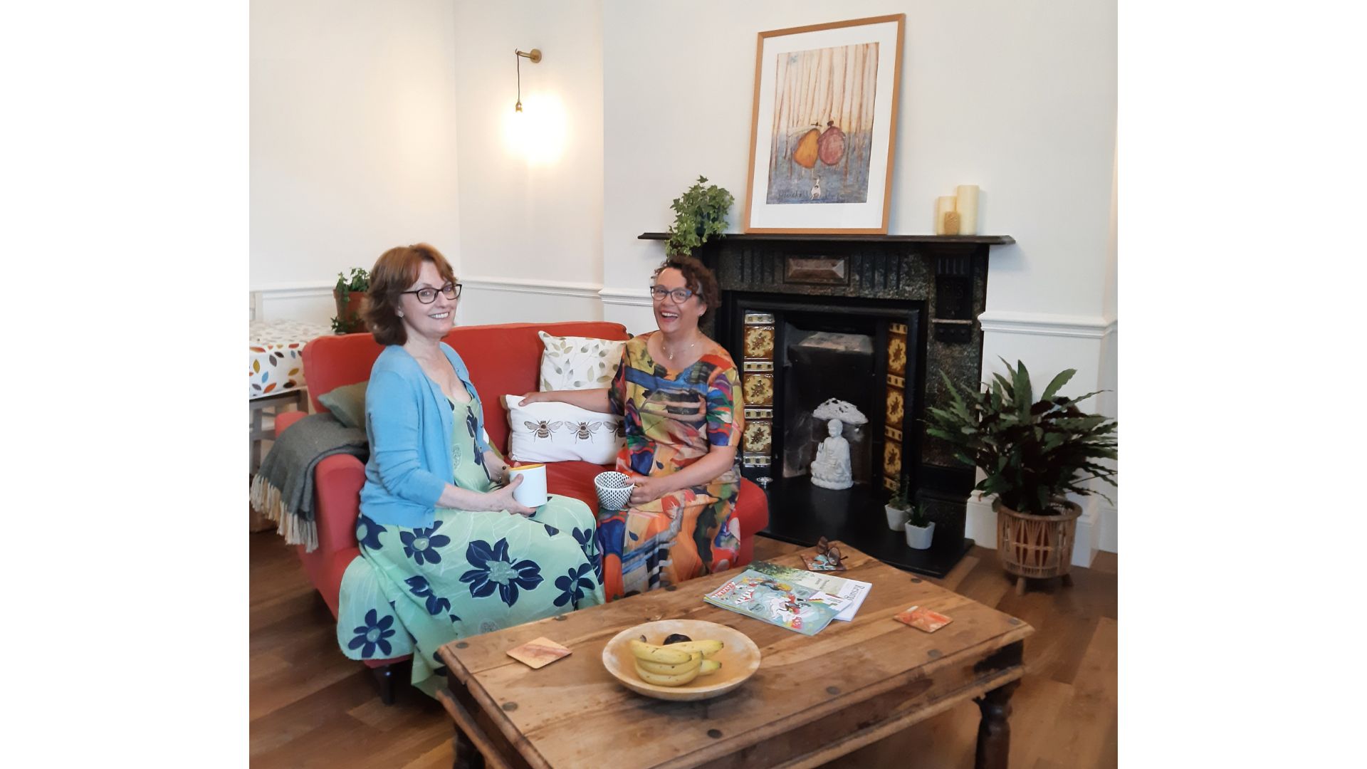 Carole Holway with her flatmate Catherine