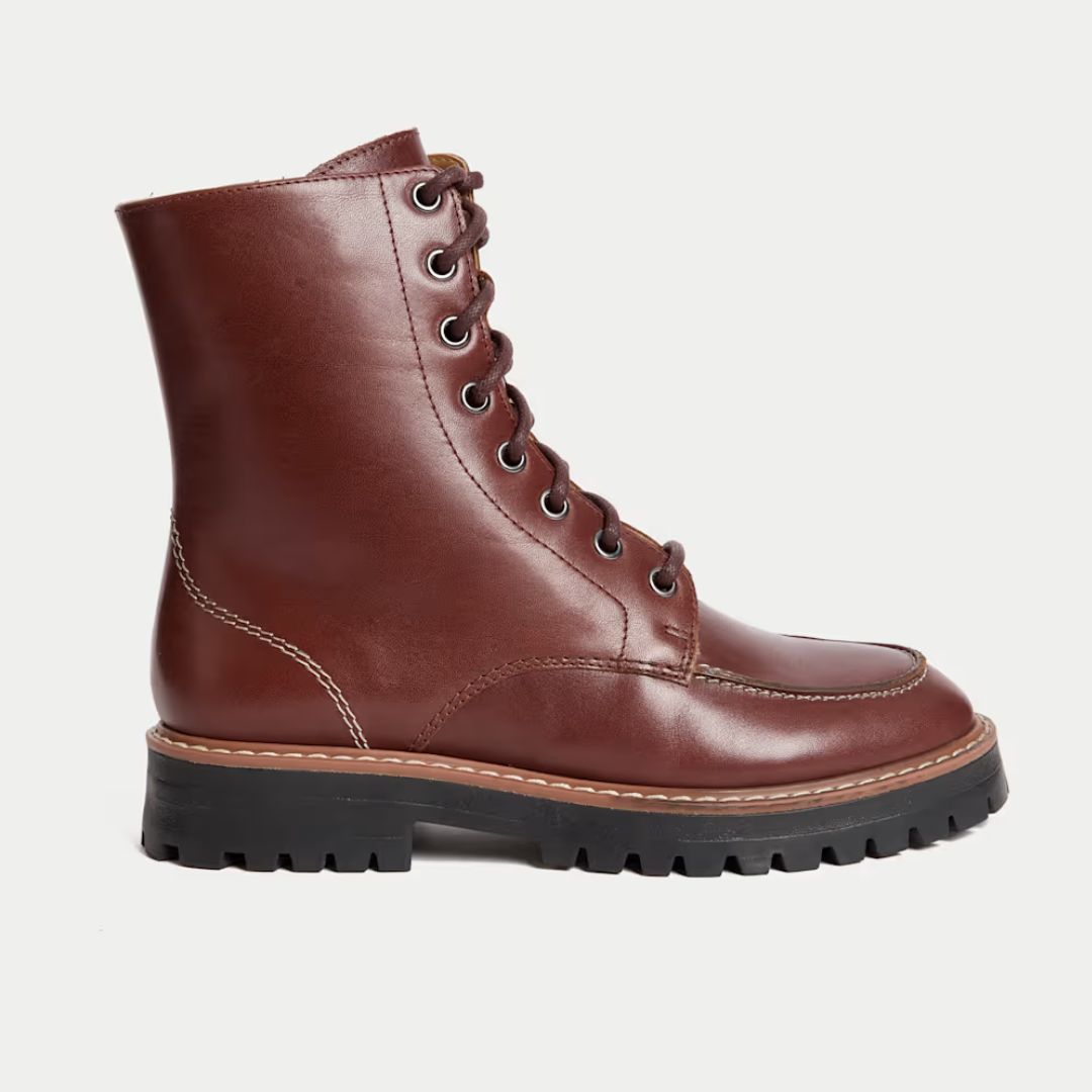 M&S Leather Lace Up Ankle Boots
