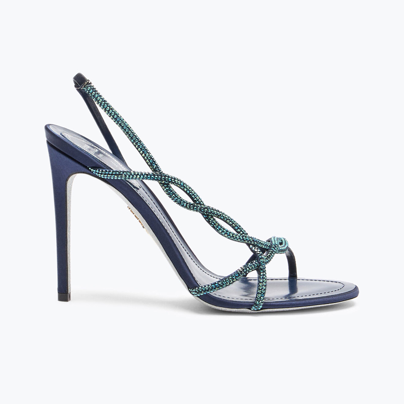 blue crystal heeled sandals, Rene Caovilla