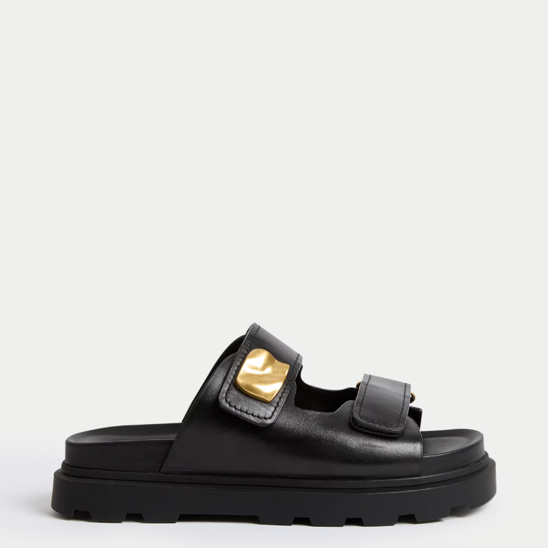 A pair of chunky black sandals