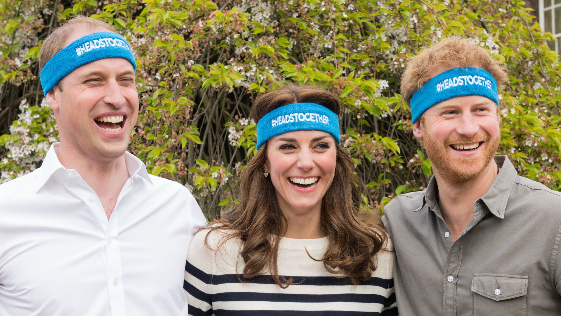 Prince William, Kate Middleton and Prince Harry wearing Heads Together headbands