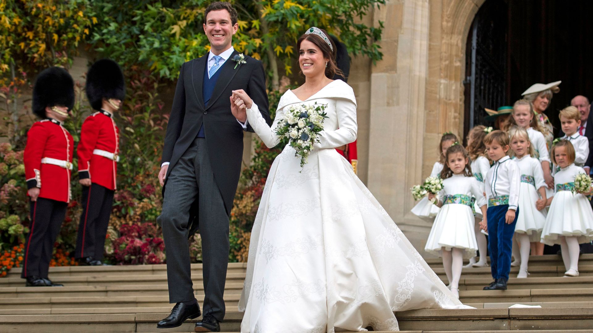 Jack Brooksbank and Princess Eugenie on their wedding day