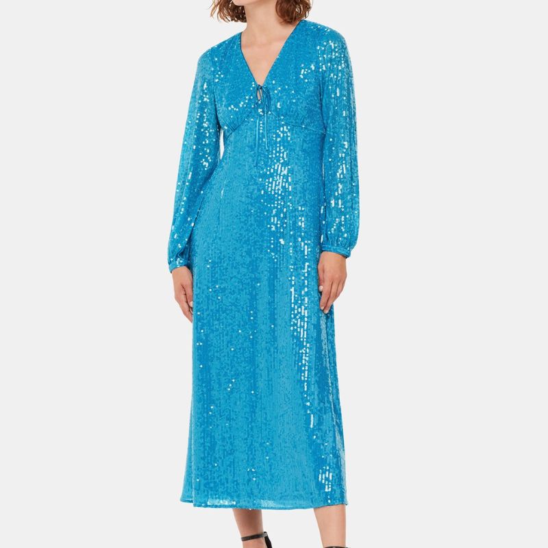 blue sequin dress