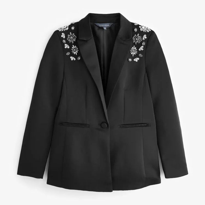 Sosandar , Black Embellished Shoulder Structured