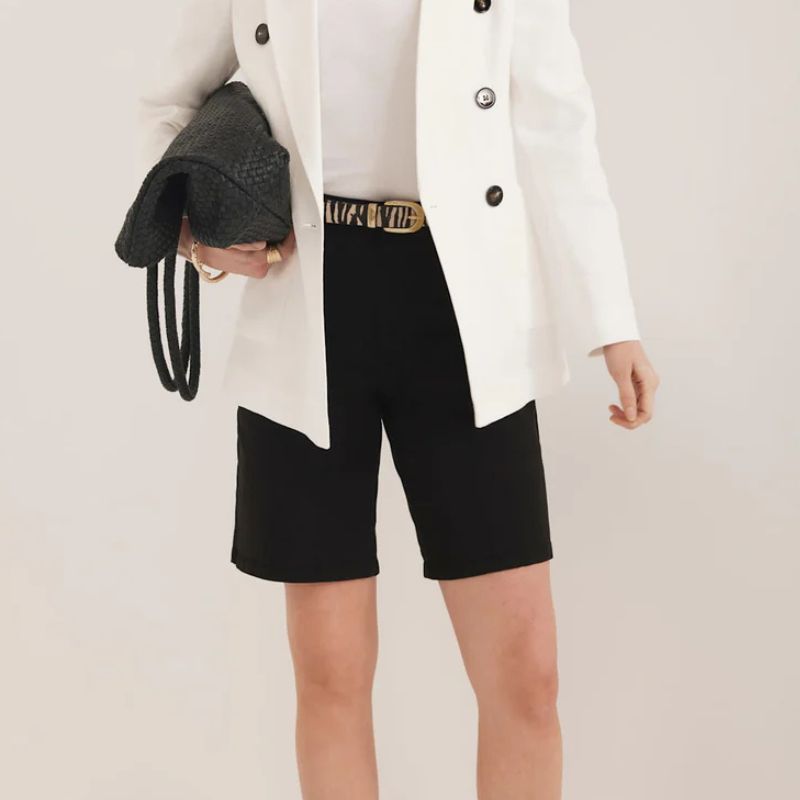 Mint Velvet , Black Tailored Chino Long Shorts
