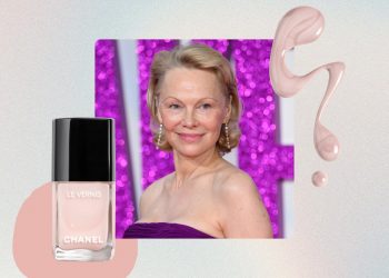 Pamela Anderson’s rose cream nails radiate timeless elegance