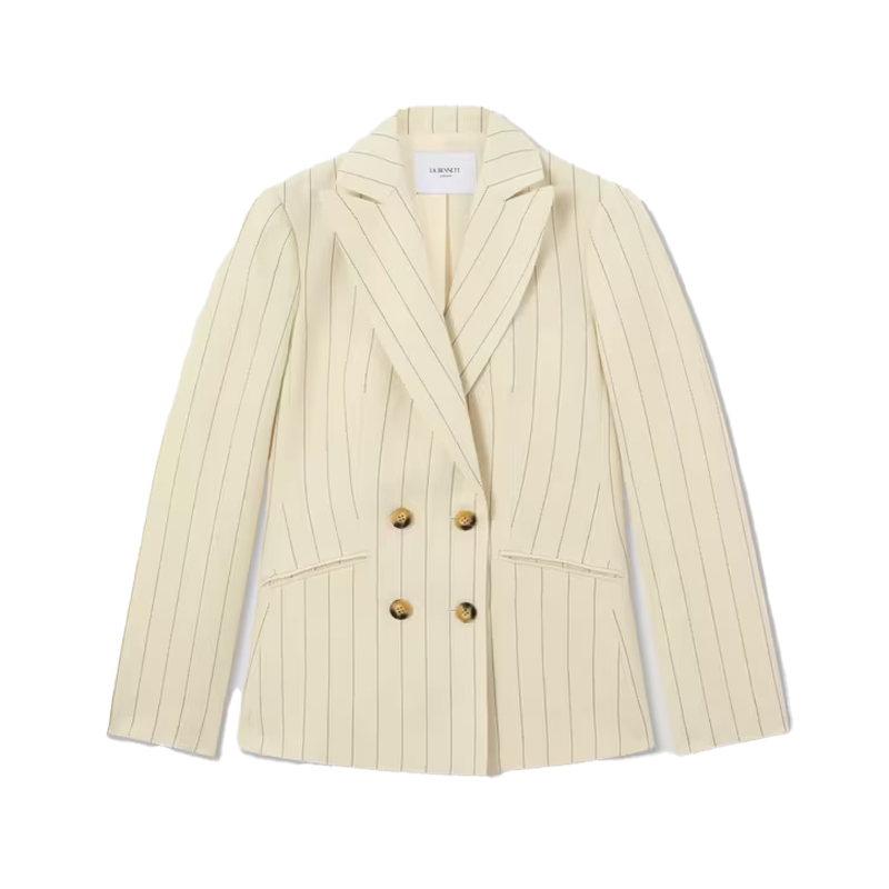 cream and black pinstripe blazer, LK Bennett