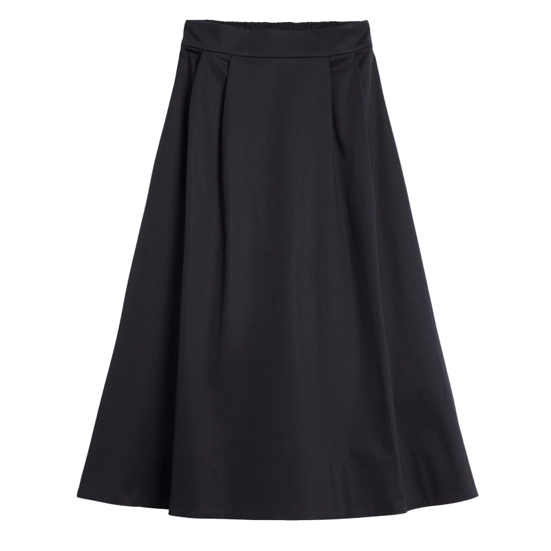Black cotton sateen a-line skirt, Boden