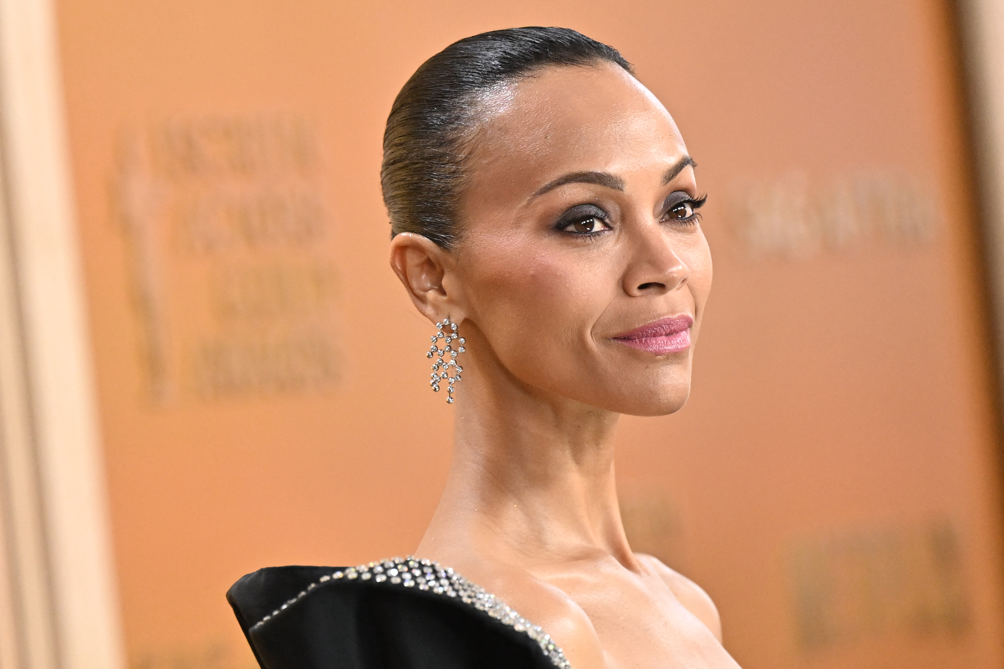 US actress Zoe Saldana arrives for the 31st Annual Screen Actors Guild awards at the Shrine Auditorium in Los Angeles, February 23, 2025. (Photo by Robyn Beck / AFP)