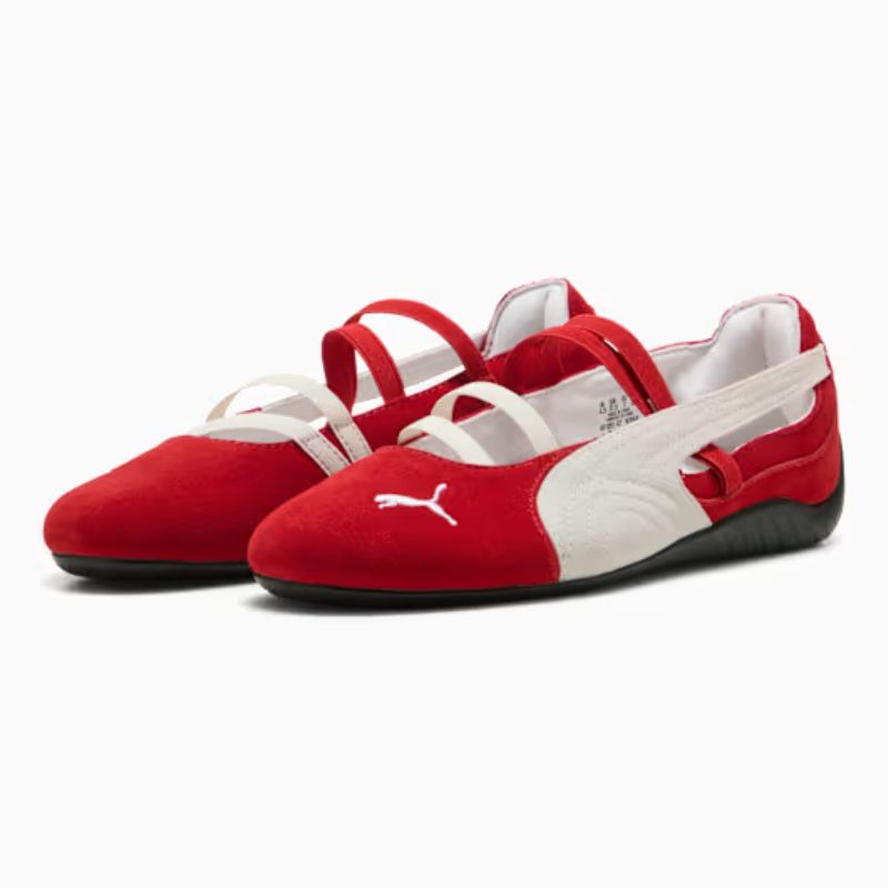 red suede speedcat ballet mary jane trainers