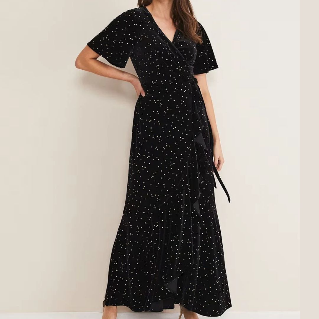 Phase Eight Holly Velvet Star Wrap Maxi Dress