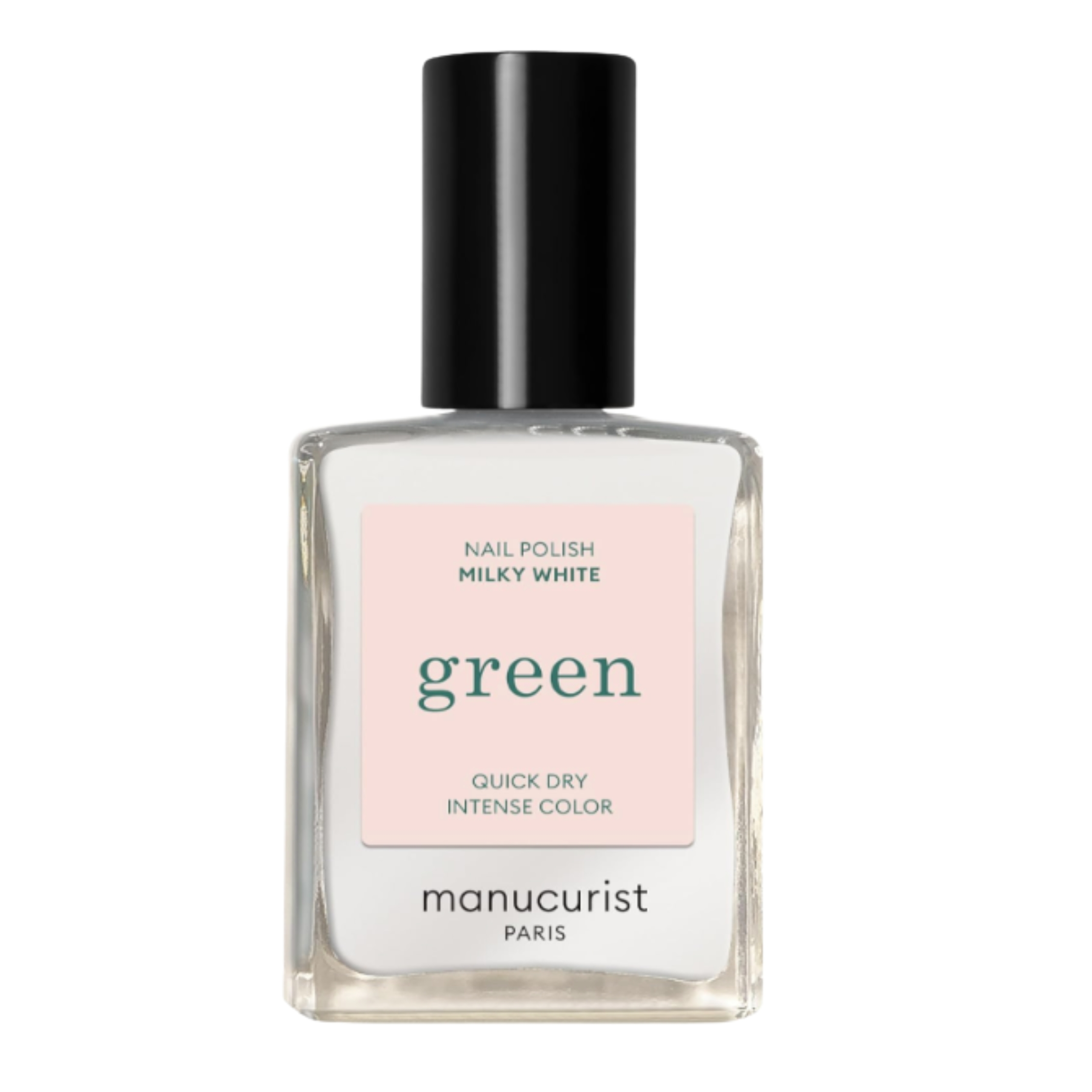 A product shot of the Manucurist Green Nail Polish in Milky White, on a white background