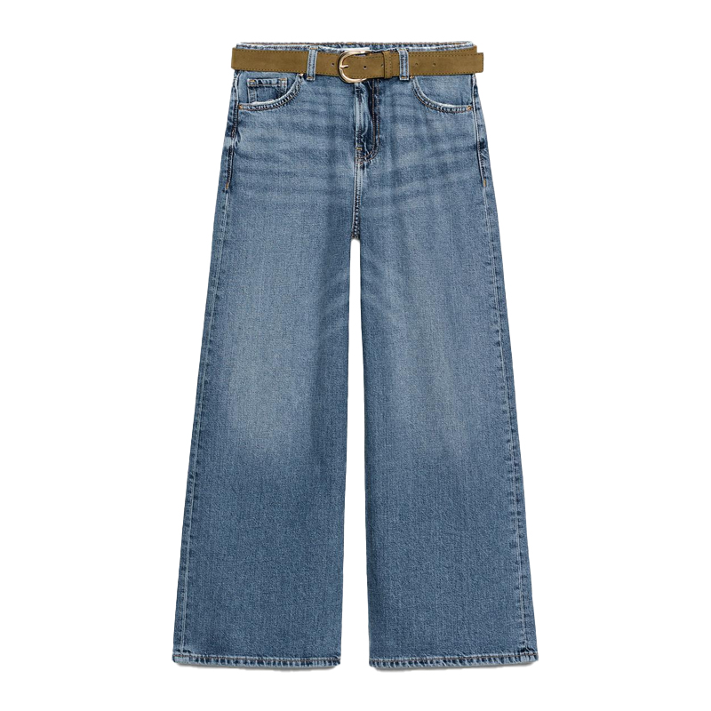 Blue wide leg cropped jeans, Zara