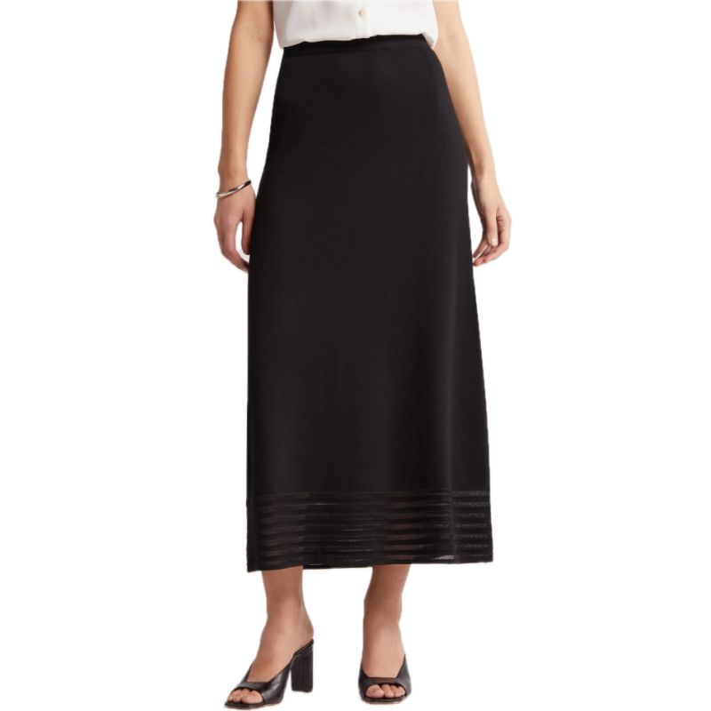 Ming Wang, Stripe Hem A-Line Knit Skirt