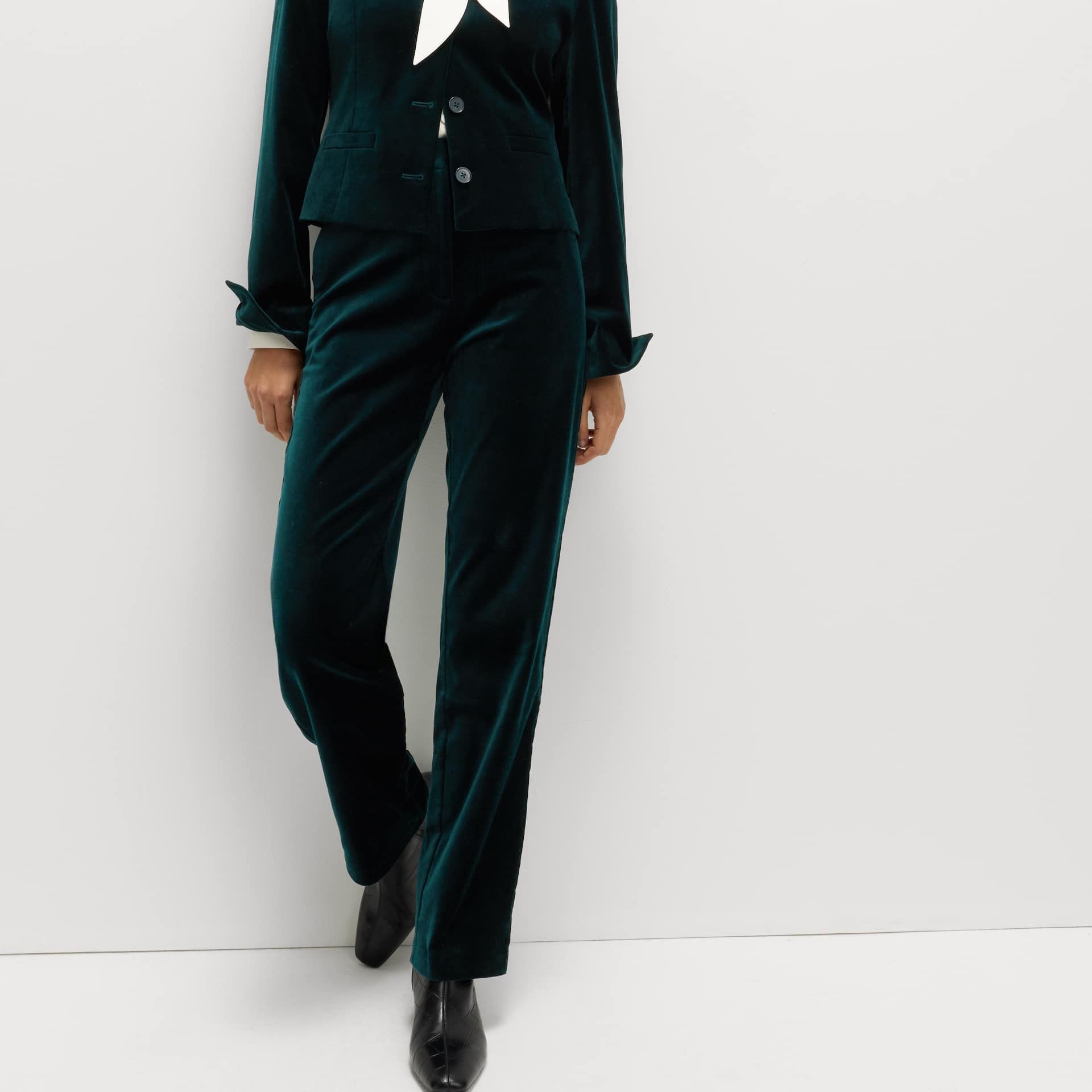 Cotton Rich Velvet Straight Leg Trousers