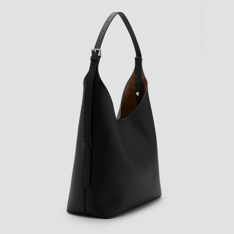 black shopper tote bag from Mango