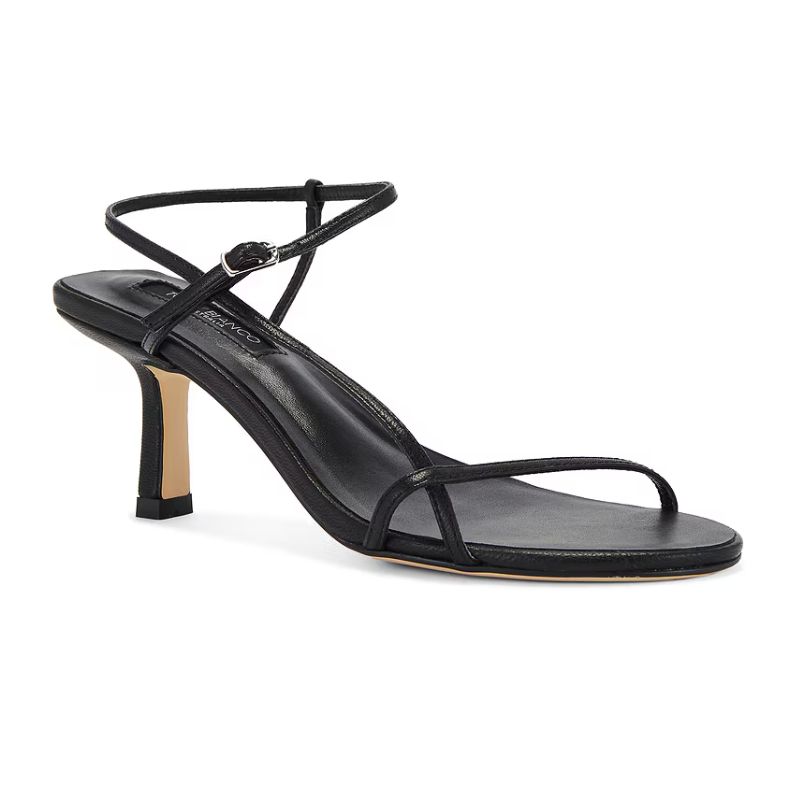 black strappy kitten heels