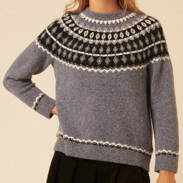 Blue Fair Isle Knitted Jumper