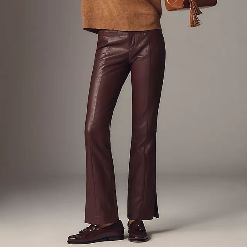 brown faux-leather trousers from Anthropologie
