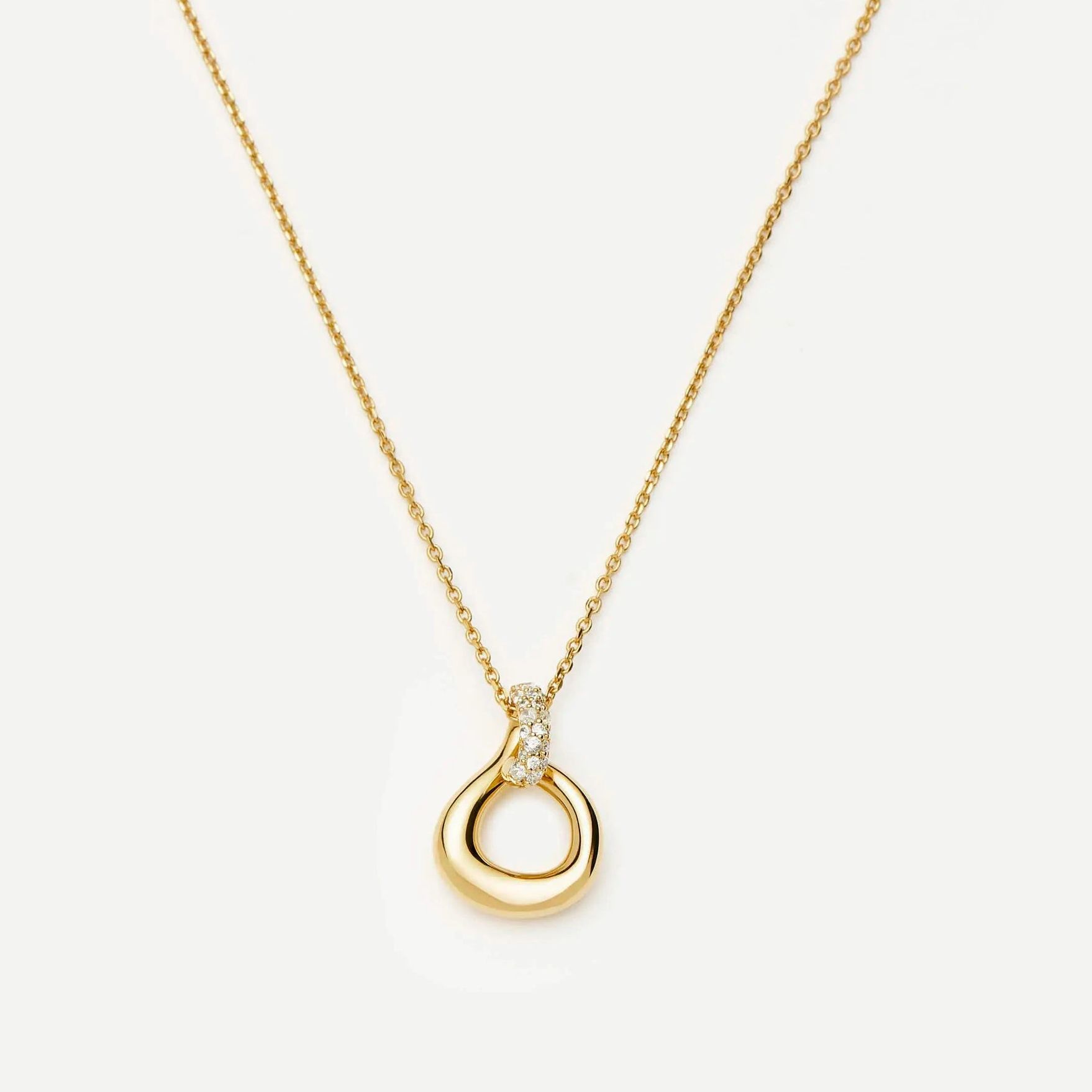 Molten Snow Twisted Pendant Necklace | 18ct Gold Plated/cubic Zirconia - 18ct Gold Plated/cubic Zirconia