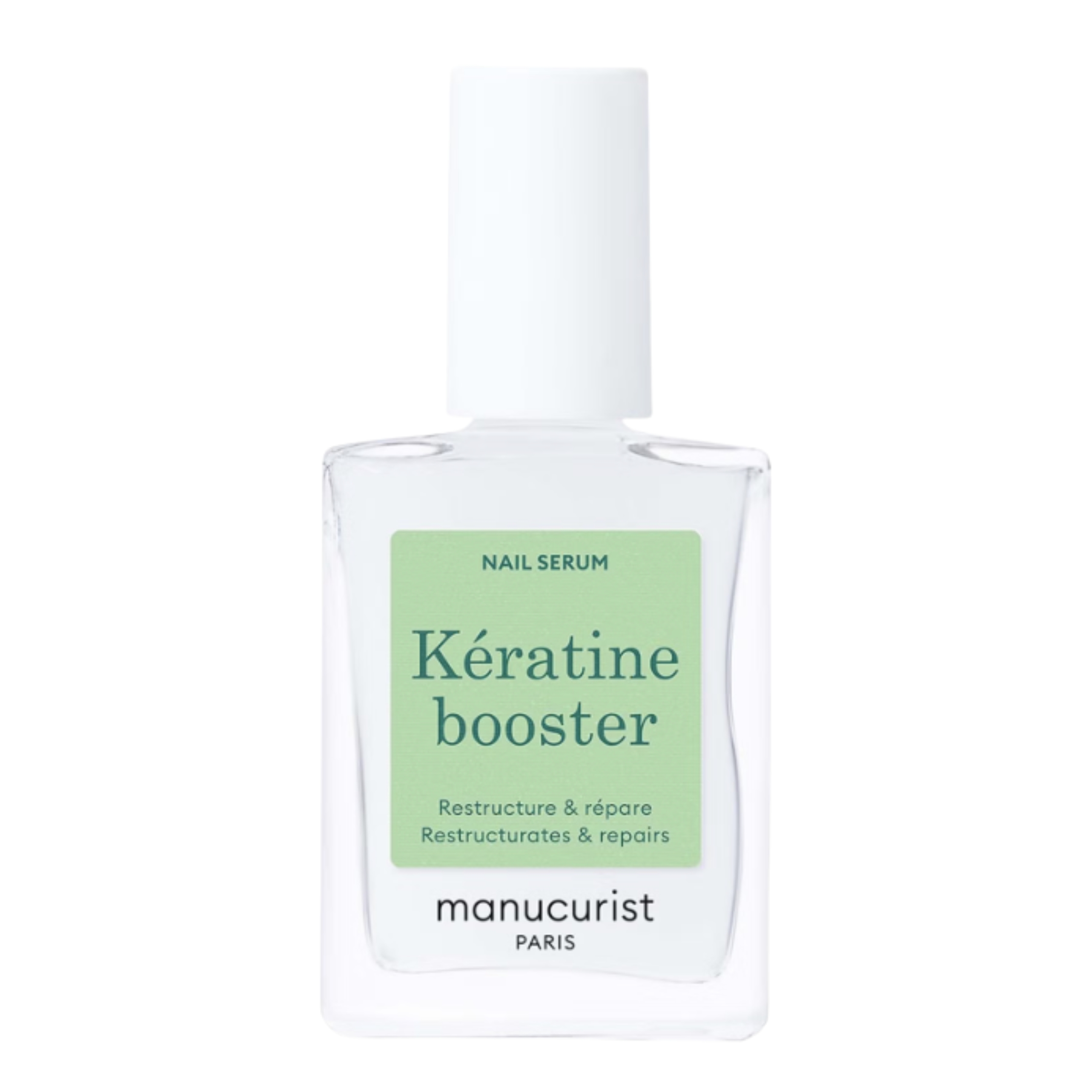 A product shot of the Manucurist Keratin Booster serum, on a white background