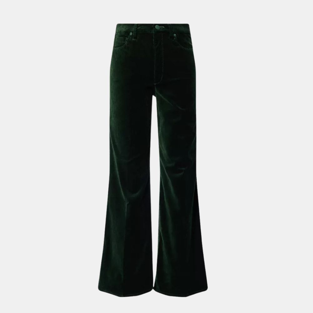 Image of green velvet trousers
