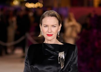 Naomi Watts styles black dress with sprakly brooch at ‘All’s Fair’ premiere