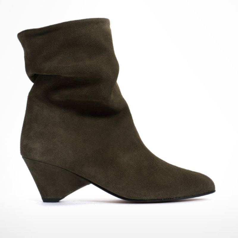 suede moss green slouchy boots