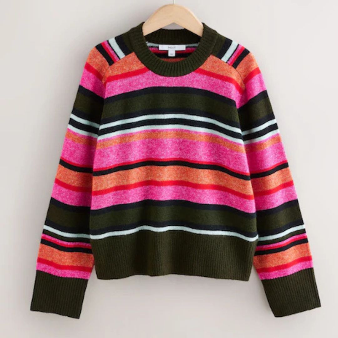 Next Multi Stripe Crew Neck Jumper