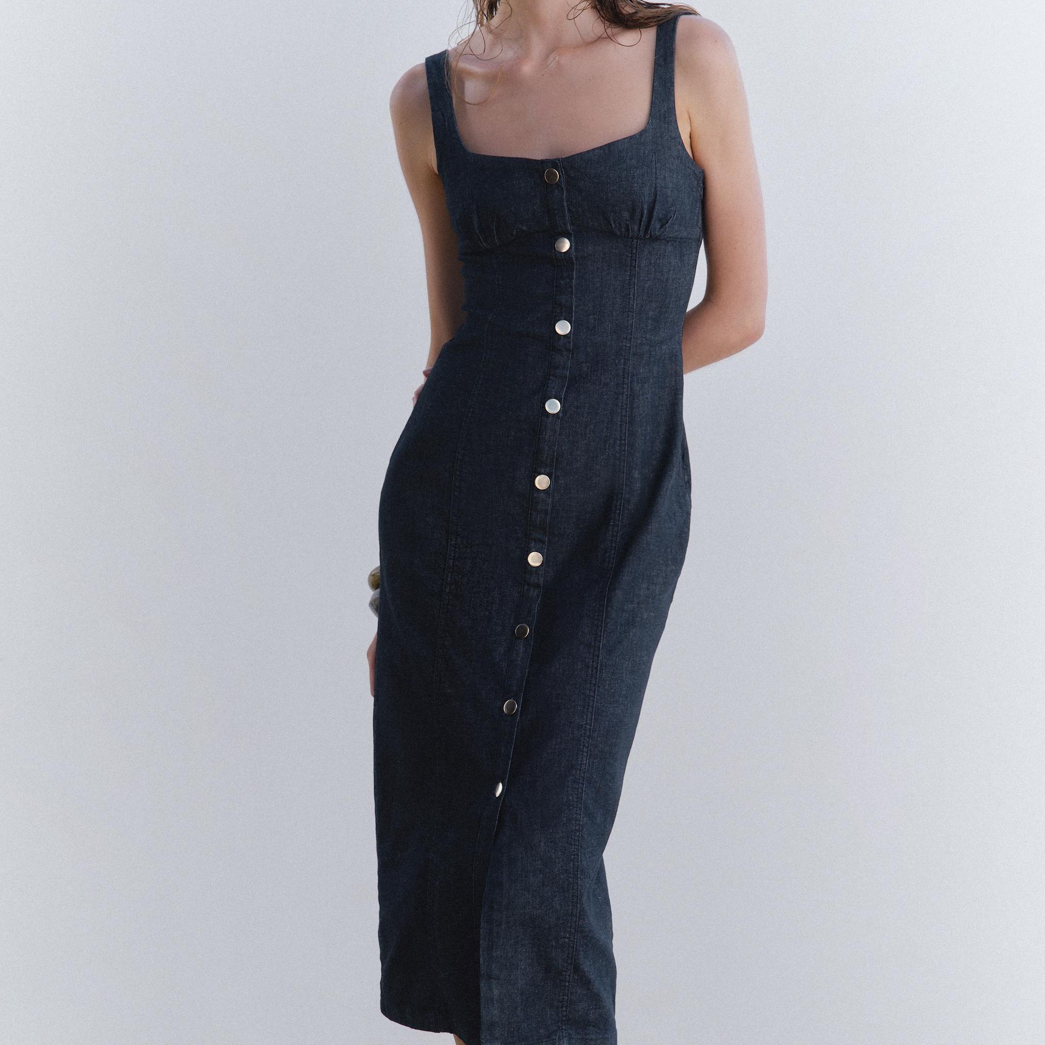 Z1975 Strappy Denim Midi Dress