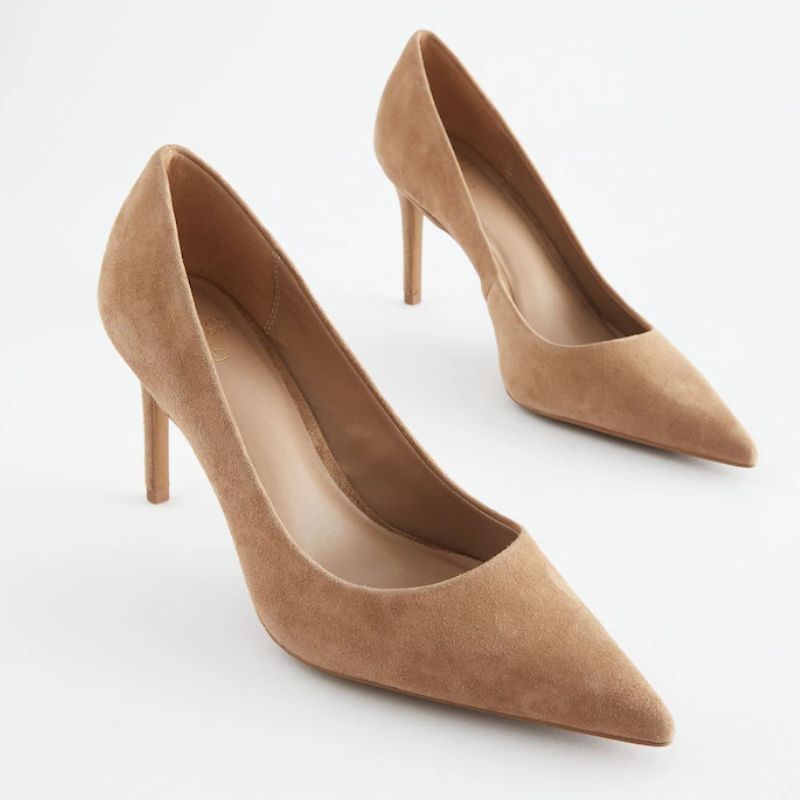 Next nude, suede court heels
