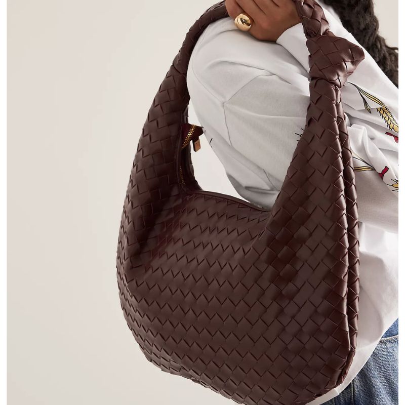 Anthropologie, Brigitte Woven Faux-Leather Satchel Bag