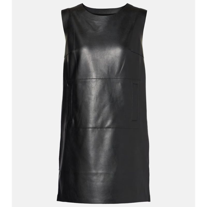 Norma Kamali , Gathered Faux Leather Minidress