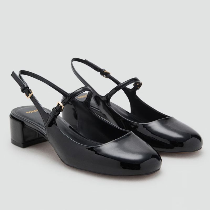 black, slingback block heels from mango