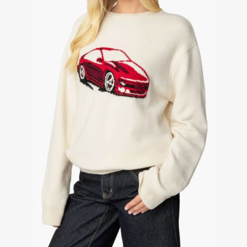 knitted graphic jumper