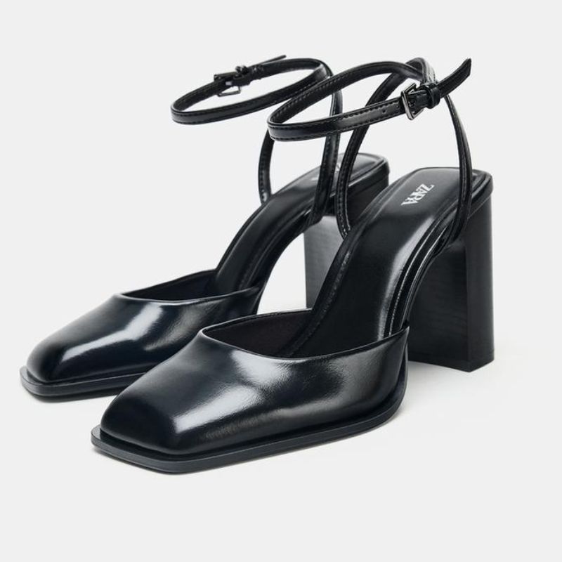 black, slingback heels from Zara