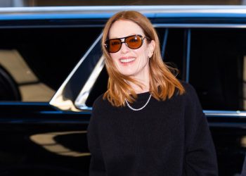 Julianne Moore demonstrates the power of leather trousers