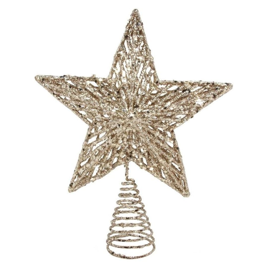 Gisela Graham White Gold Colour Star Tree Topper
