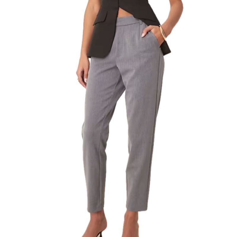 Vila, Slim Tailored Trouser in Medium Grey