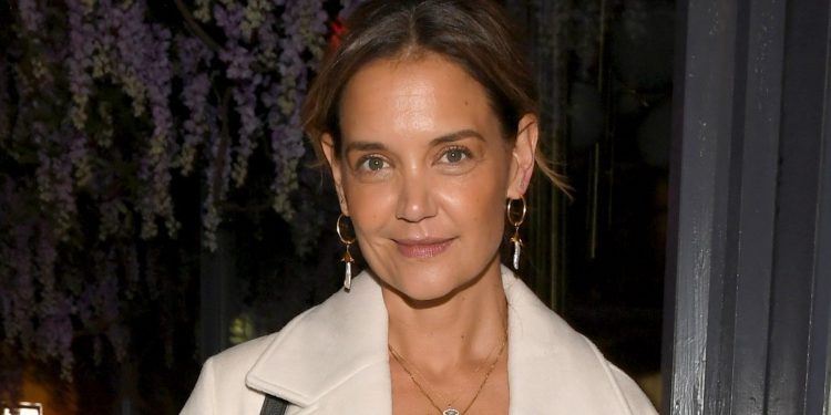 Katie Holmes’ bronze skirt and cami are perfect for party season