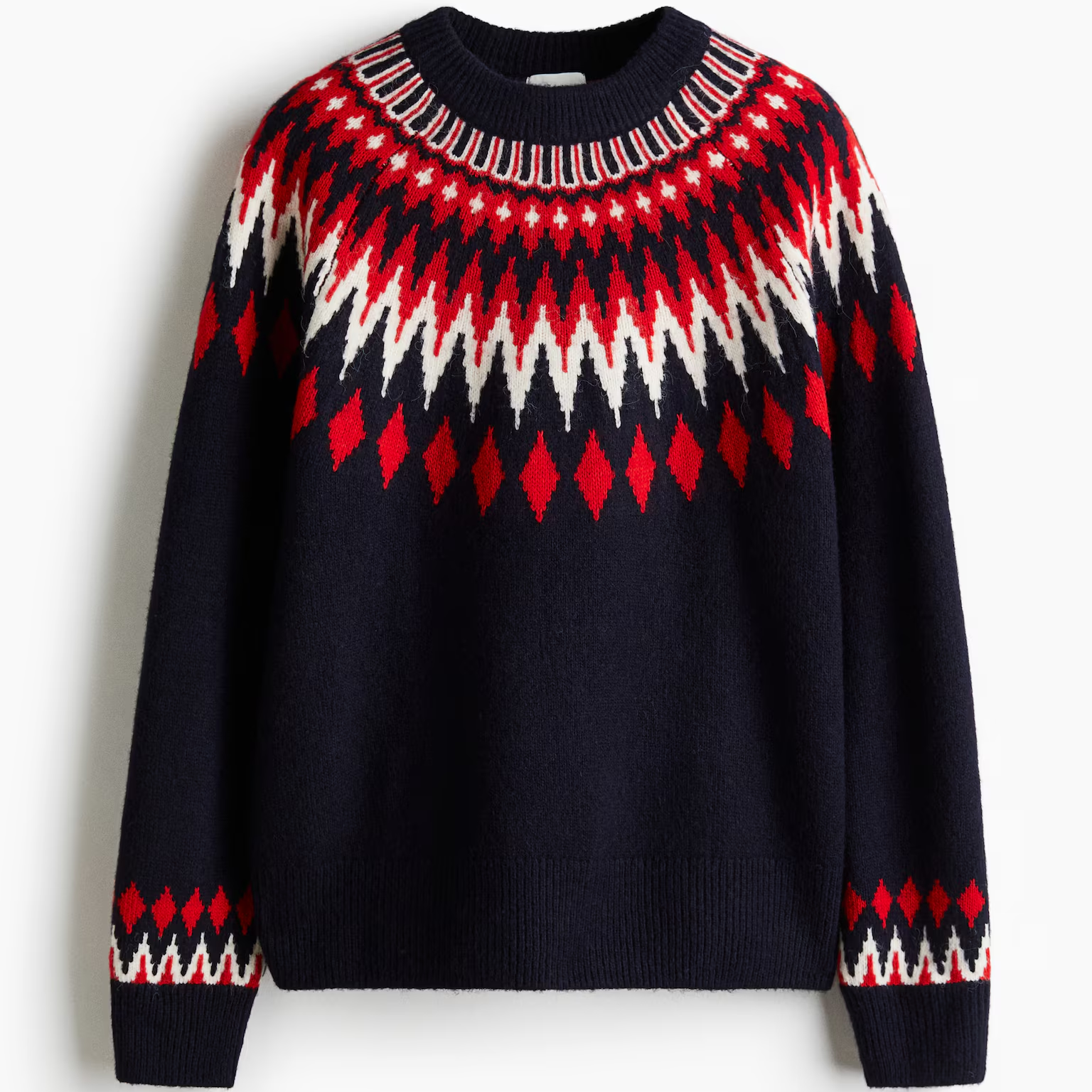navy and red fair isle jumper from H&amp;amp;M