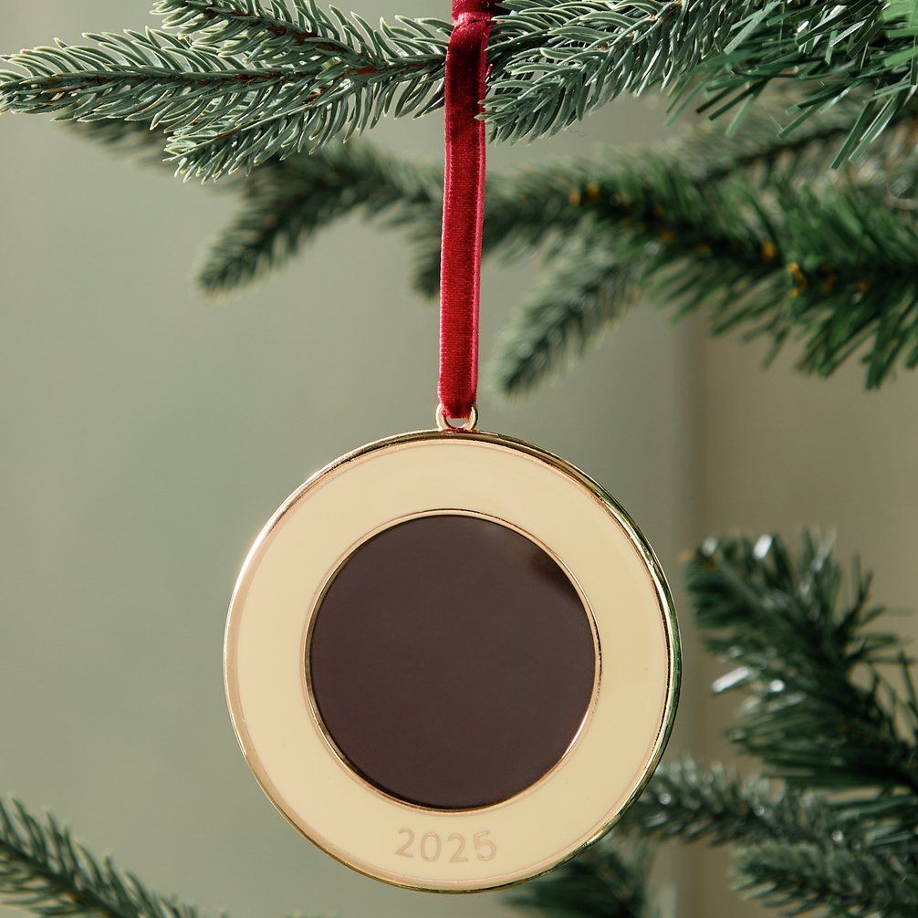 Habitat Single Gold Round Photo Frame Christmas Decoration