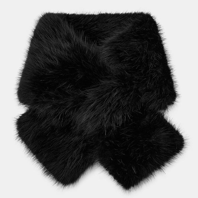 black faux fur scarf from Zara