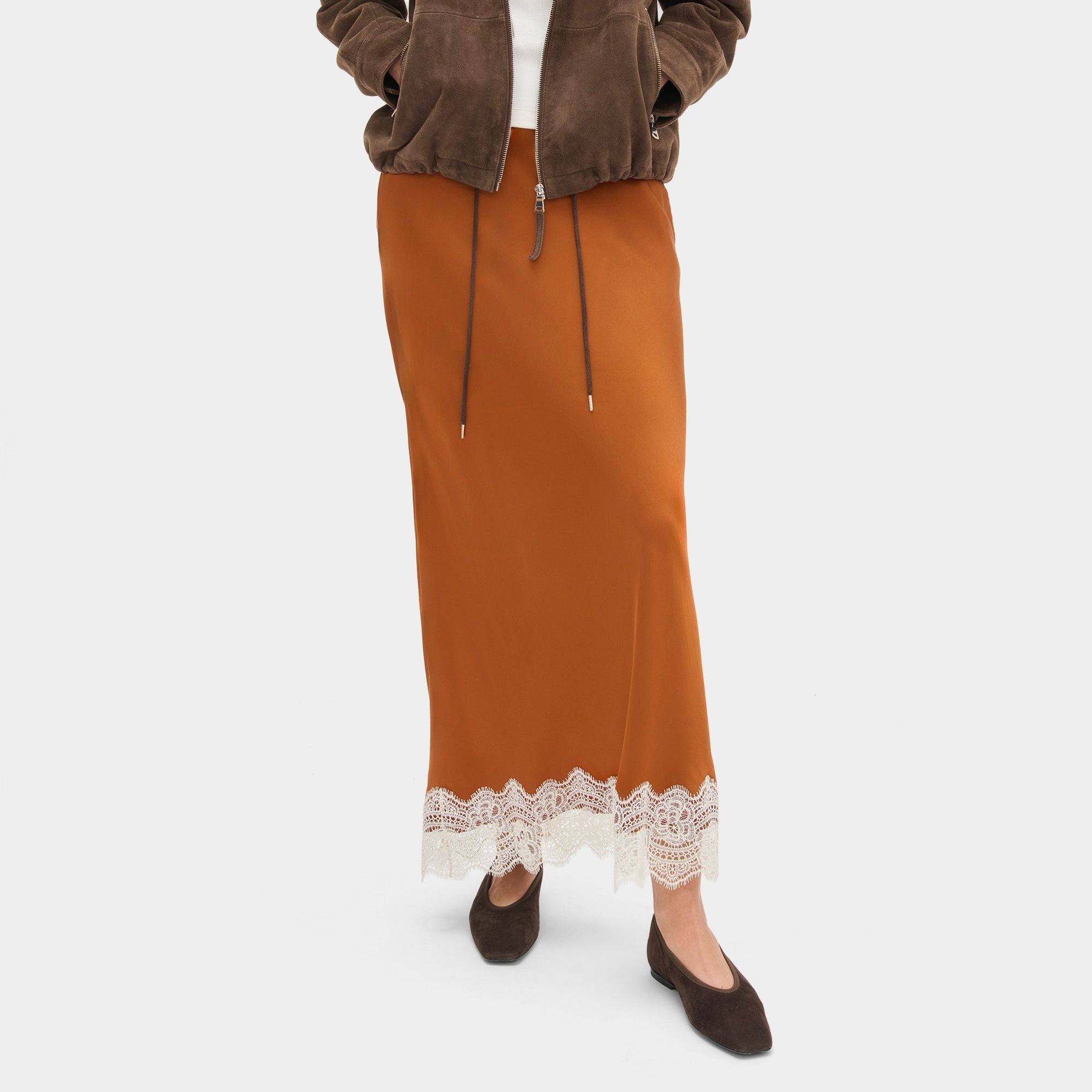 Ari Lace Satin Slip Skirt