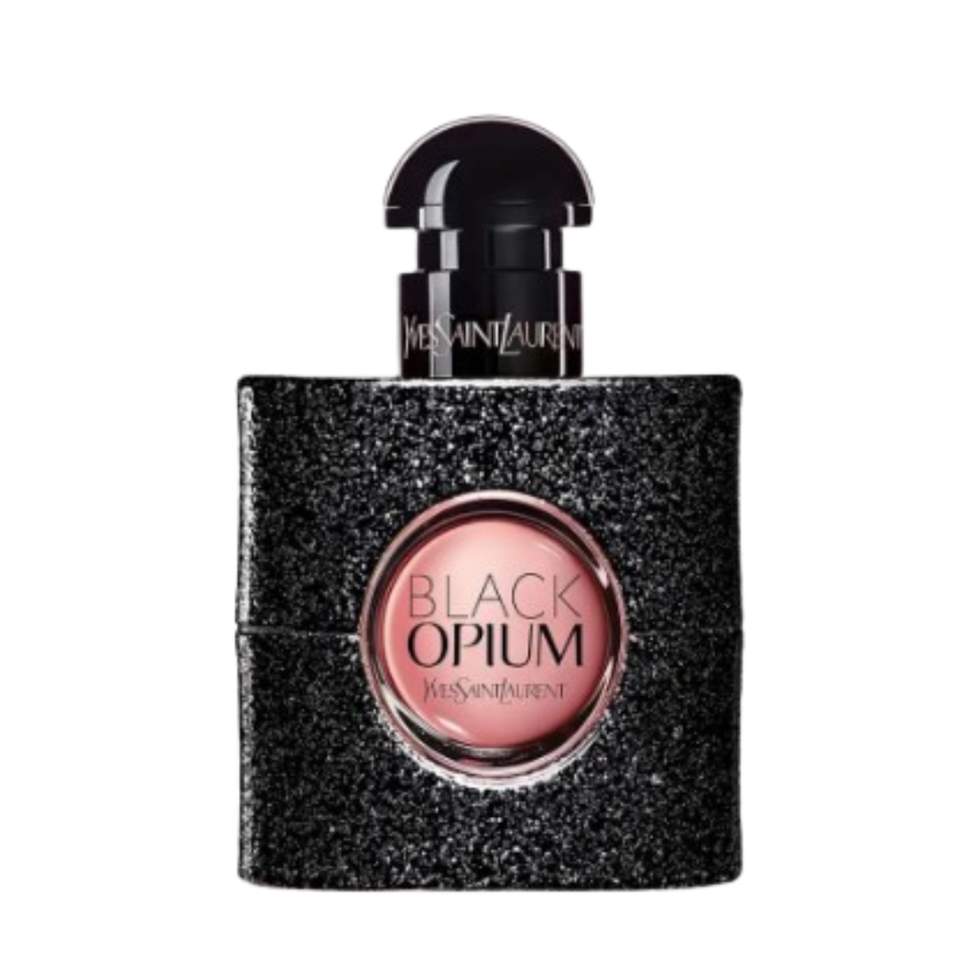 A press shot of Yves Saint Laurent Black Opium Eau de Parfum on a white background