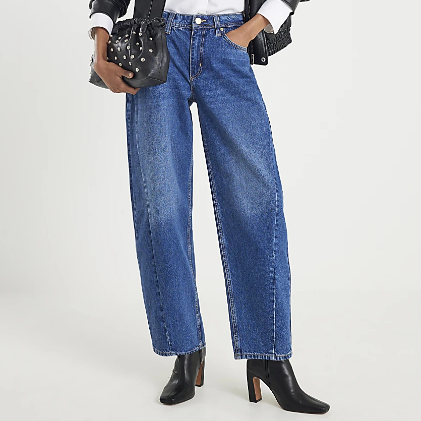 River Island blue barrel leg jeans