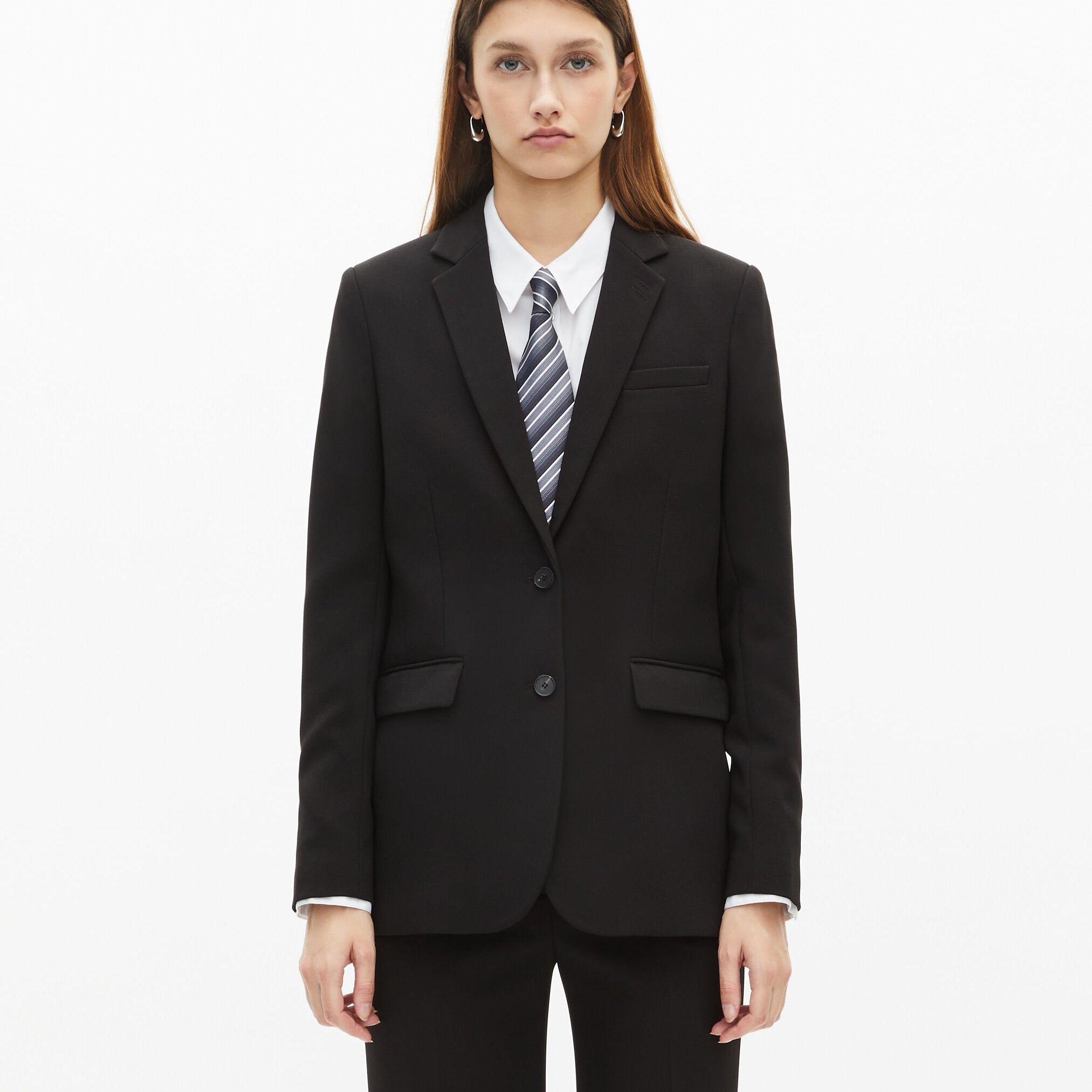 Black Straight-Cut Suit Jacket