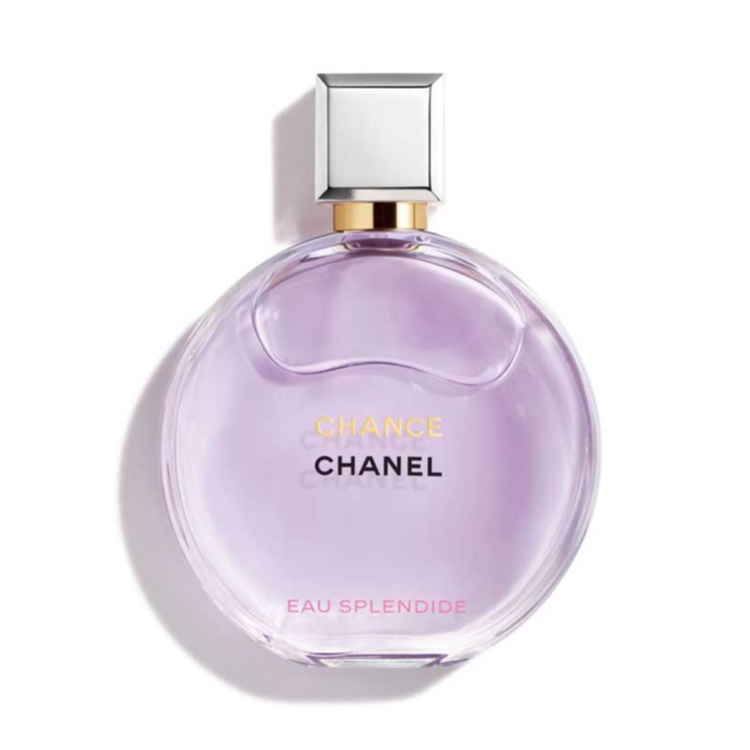 A product shot of the CHANEL Chanel Chance Eau Splendide Eau de Parfum, which is purple and pictured on a white background