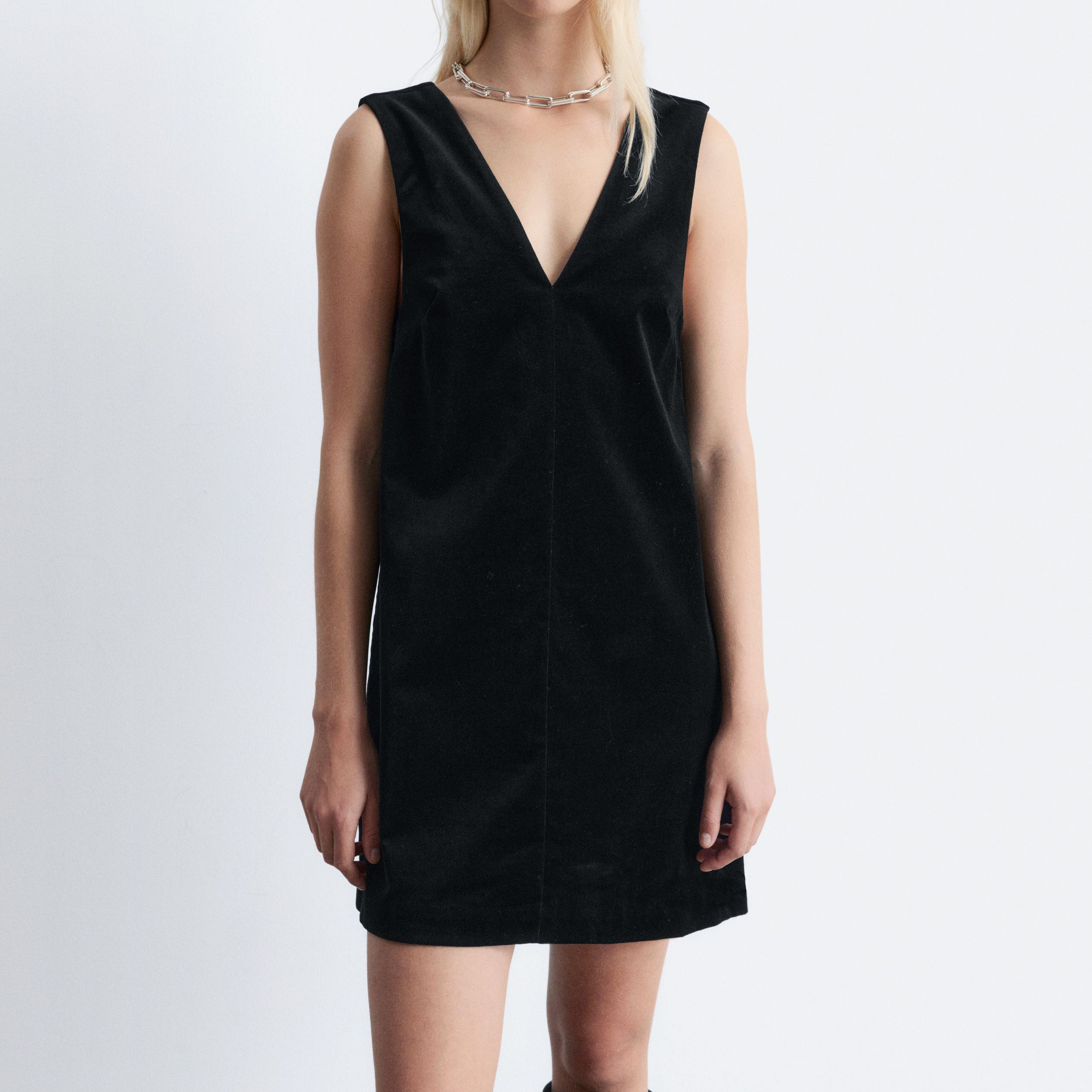 V-Neck Velvet Mini Dress